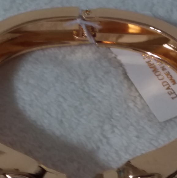 Leopard Heads Spring Back Bracelet Gold Tone Clear Rhinestones Natasha - Picture 9 of 9